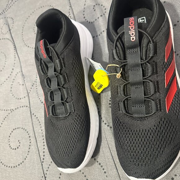 ADIDAS RUNNING TENISS BLACK RED & WHITE SHOES SIZE 9 MEN NEW NO BOX $$$ main image 6